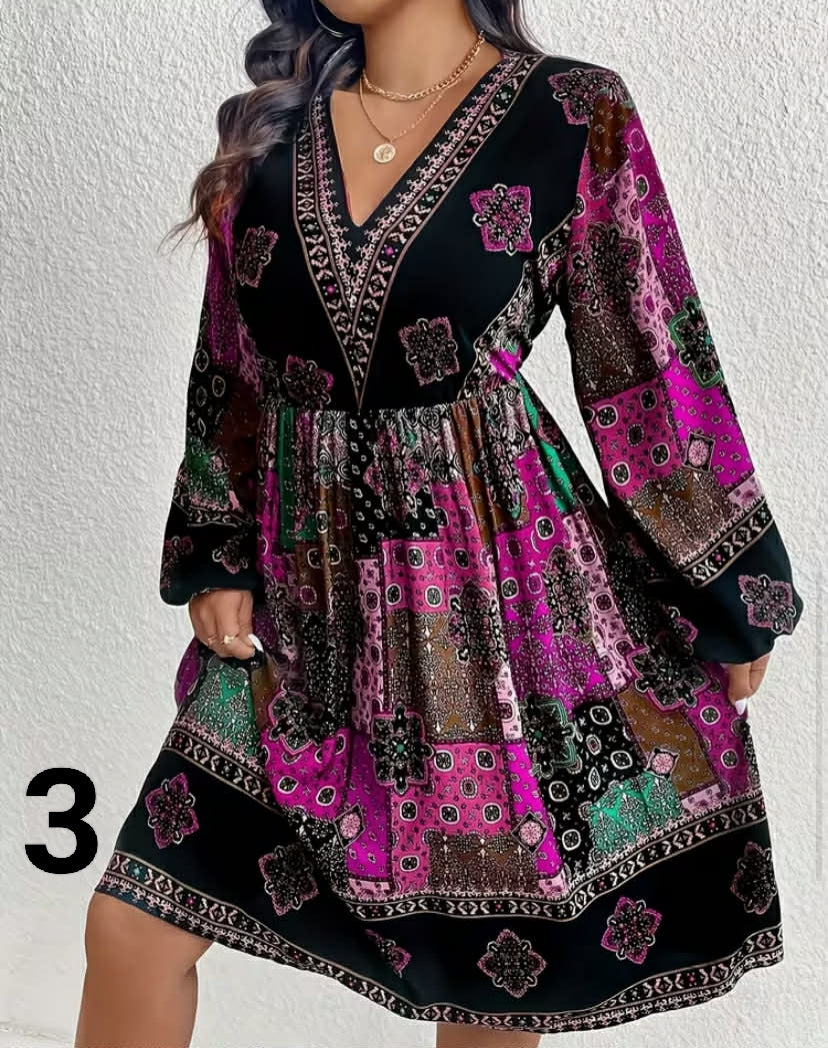 Women'S Bohemian Maxi Dress - Elegant V-Neck Long Sleeve Formal & Everyday Dress with Flowy A-Line Silhouette,