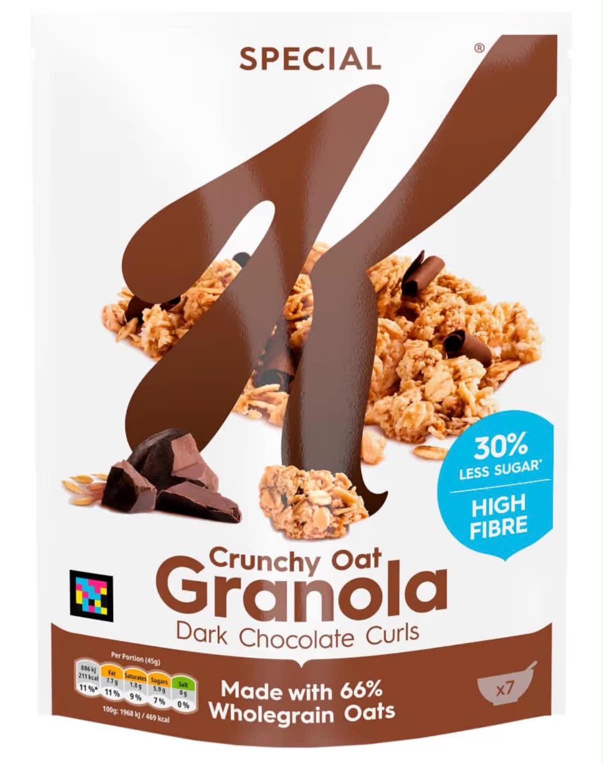 Kellogg's Special K Granola Dark Chocolate Curls 350g
Crispy flakes of rice and wholewheat