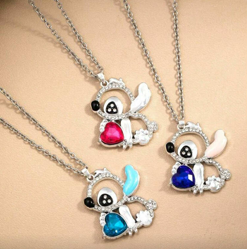 1pc Cute Stitch Heart Pendant Necklace