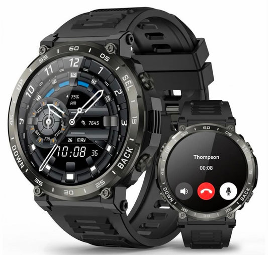 Smart Watch for Men,1.52 inch HD Screen Bluetooth Fitness Tracker Step Counter/Sleep Monitor, 110+ Sports Modes, IP68 Waterproof with iPhone Android Phone Compatible (Black)