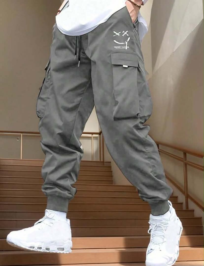 Men's Lightweight Casual Cargo Pants With Print Side Pockets, Spring/Summer