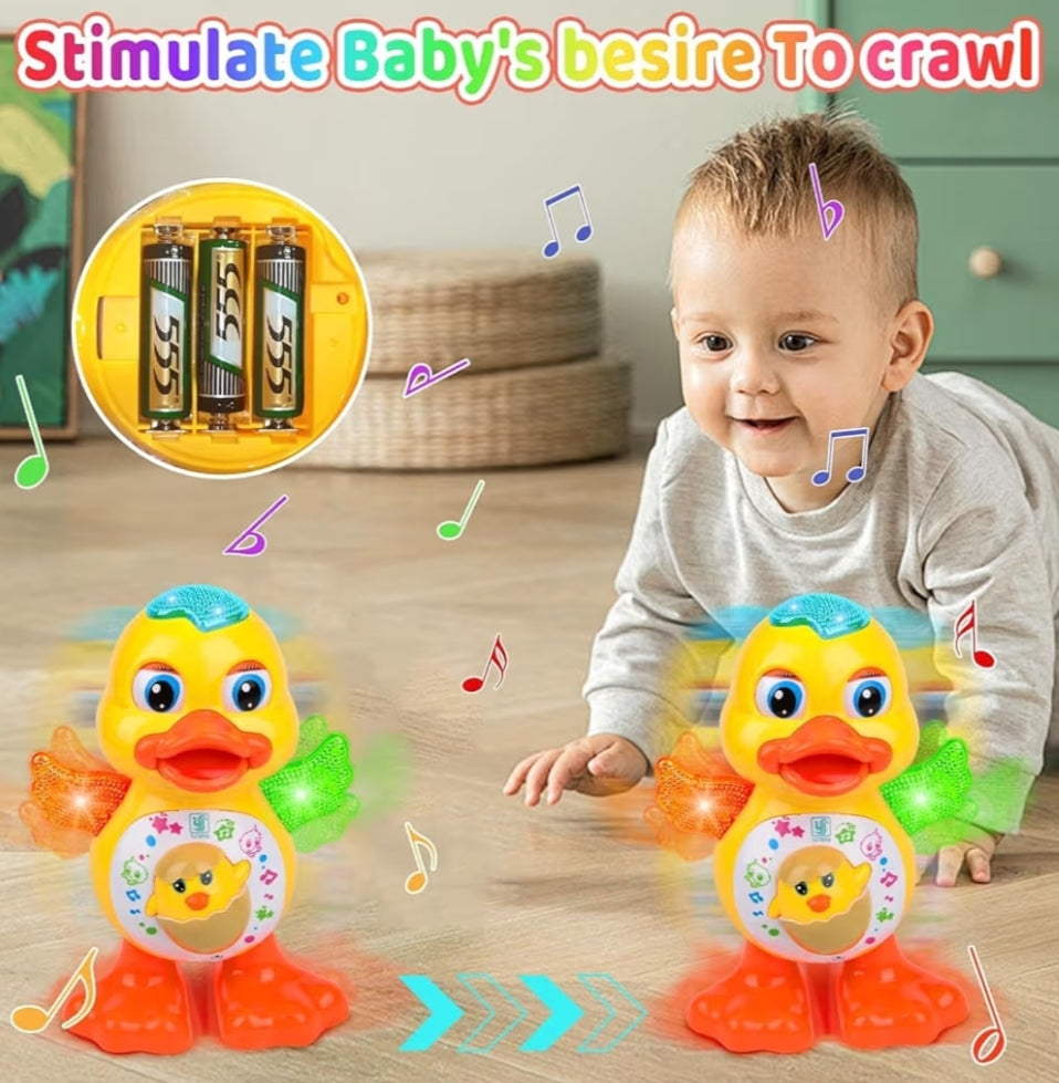 Dancing Duck Toy, Duck Toy with Music & Lights, Interactive Musical Baby Toys, Electric Light Up Crawling Ducks