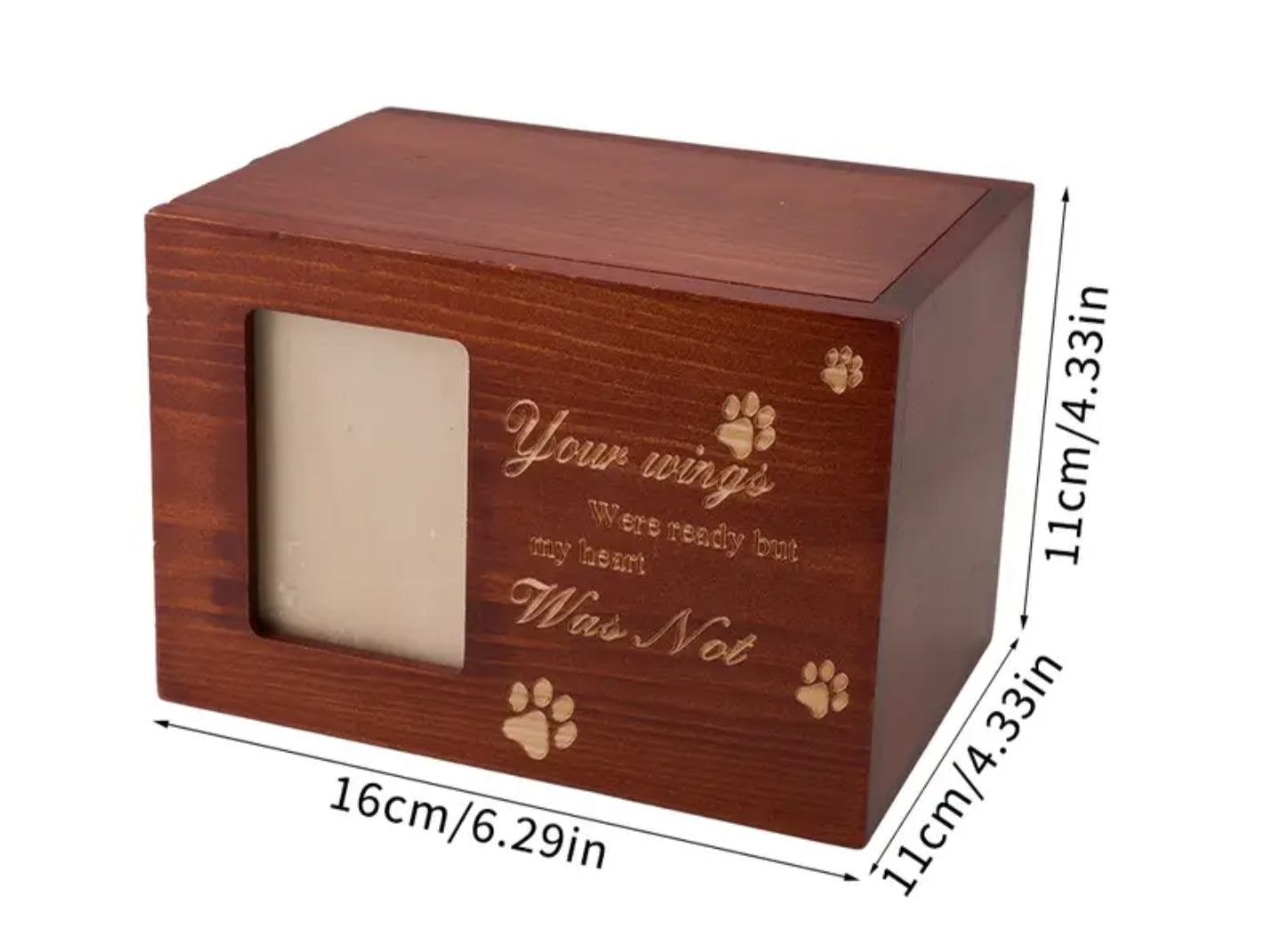 Solid Wood Wooden Pet Memorial Urn for Ashes with Photo Frame Dog Memory Box Pet Urns for Ashes,