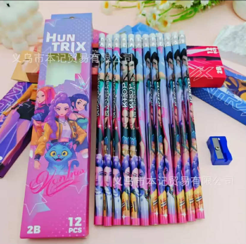 1 box pencils 
1 lot pens 
1 eraser
