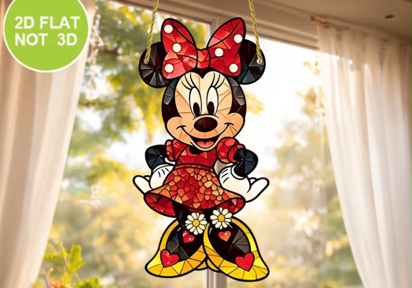 1 pc Mickey Mouse & Minnie Mouse Acrylic Suncatcher Hanging Decor - Frameless Window Ornament