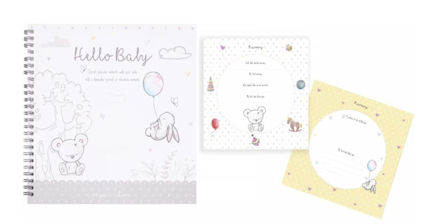 Hugs & Kisses Baby Milestone Journal Keepsake Toddler Newborn Shower Christening Gift Diary