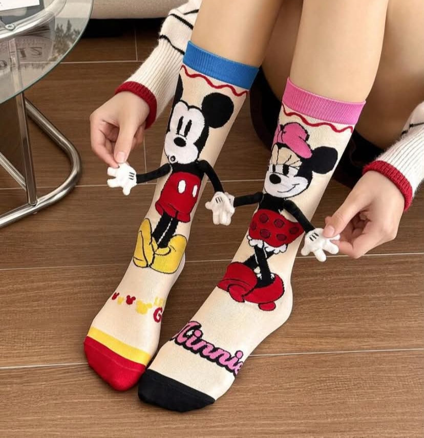 Disney 1 Pair Unisex Magnetic Cartoon Cute Self-Adhesive Socks,
