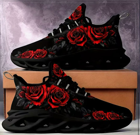 Popular Black Rose Women's Plus-Size Sneakers in Europe and America