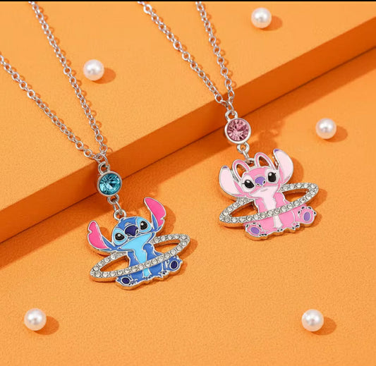 Cute Stitch Angel Toy with Saturn Rhinestone