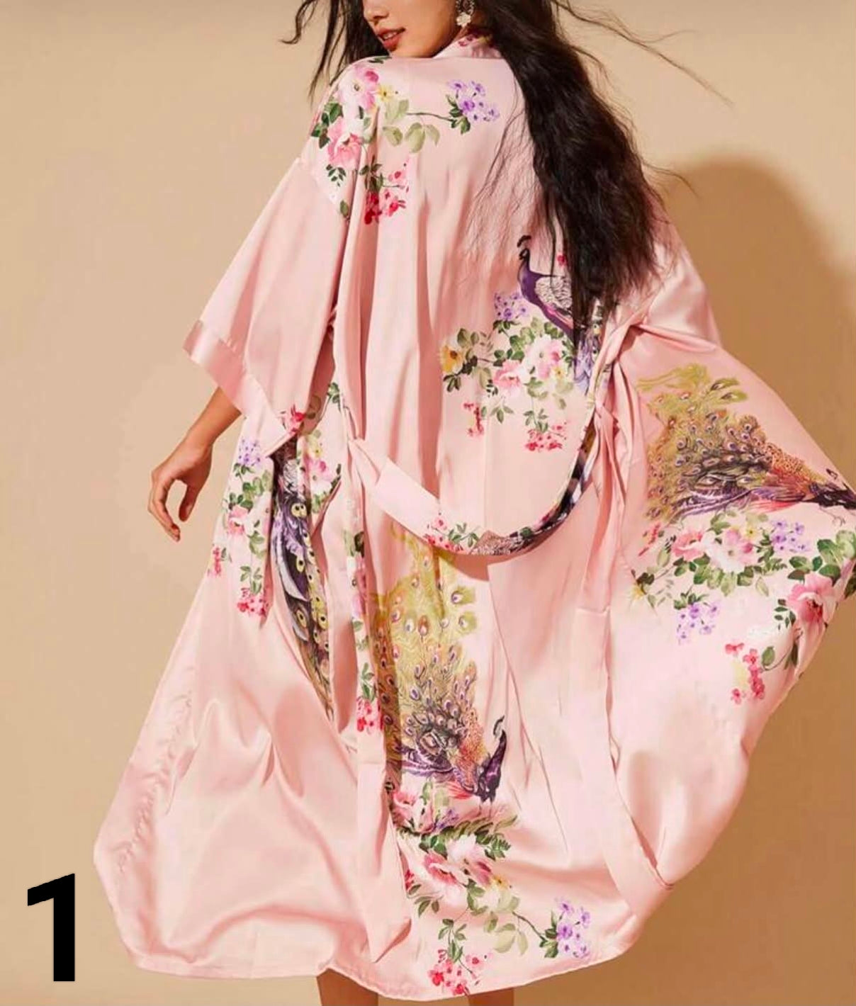 1 pc Women's Elegant V-Neck Fall Print Pajamas - Soft Satin Nightgown.