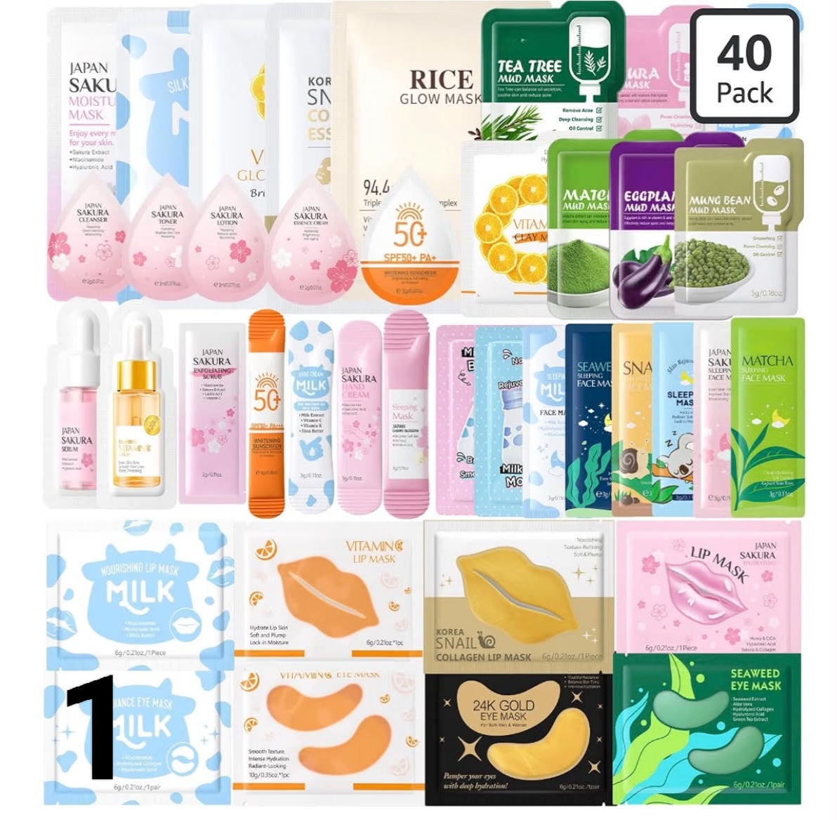 40PCS Pamper Gifts for Women, Face Masks Skincare Set,
