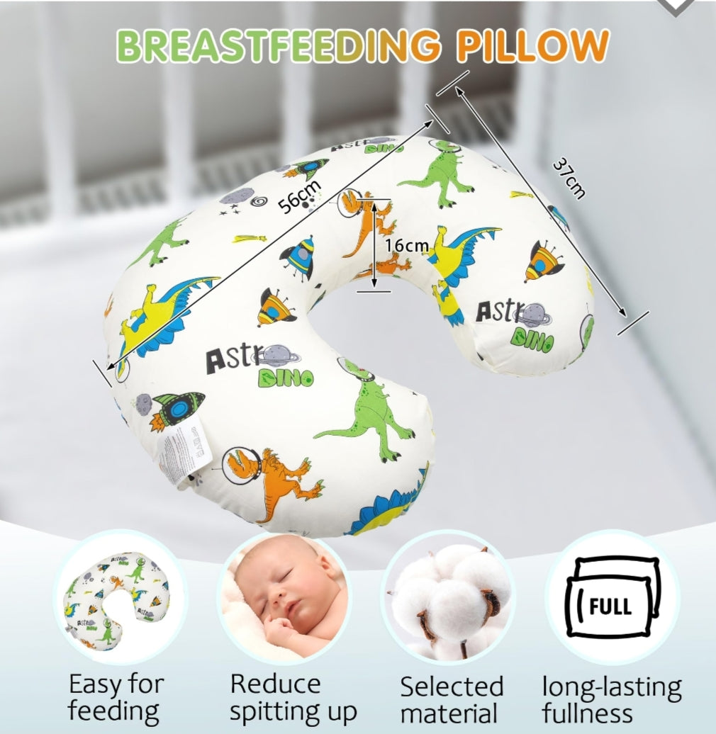 Nursing Pillow for Breastfeeding Baby 100% Cotton U Shape Washable Support Cushion - U Planet Dinosaur One Size