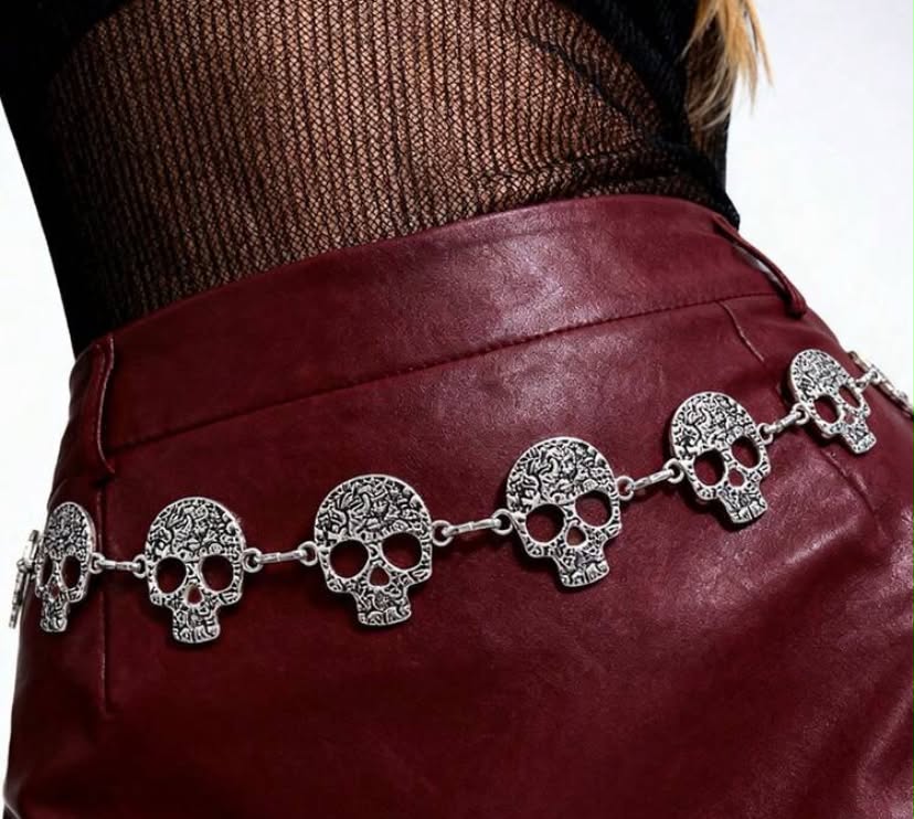 Punk Goth Steampunk Skull Waist Chain, JK Accessory Skirt Chain, Subculture Waist Belt