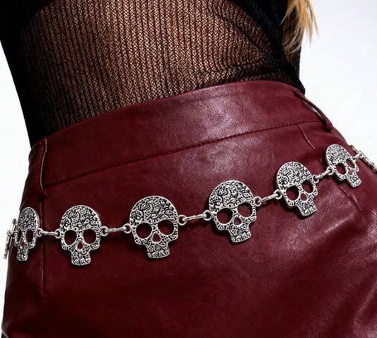 Punk Goth Steampunk Skull Waist Chain, JK Accessory Skirt Chain, Subculture Waist Belt