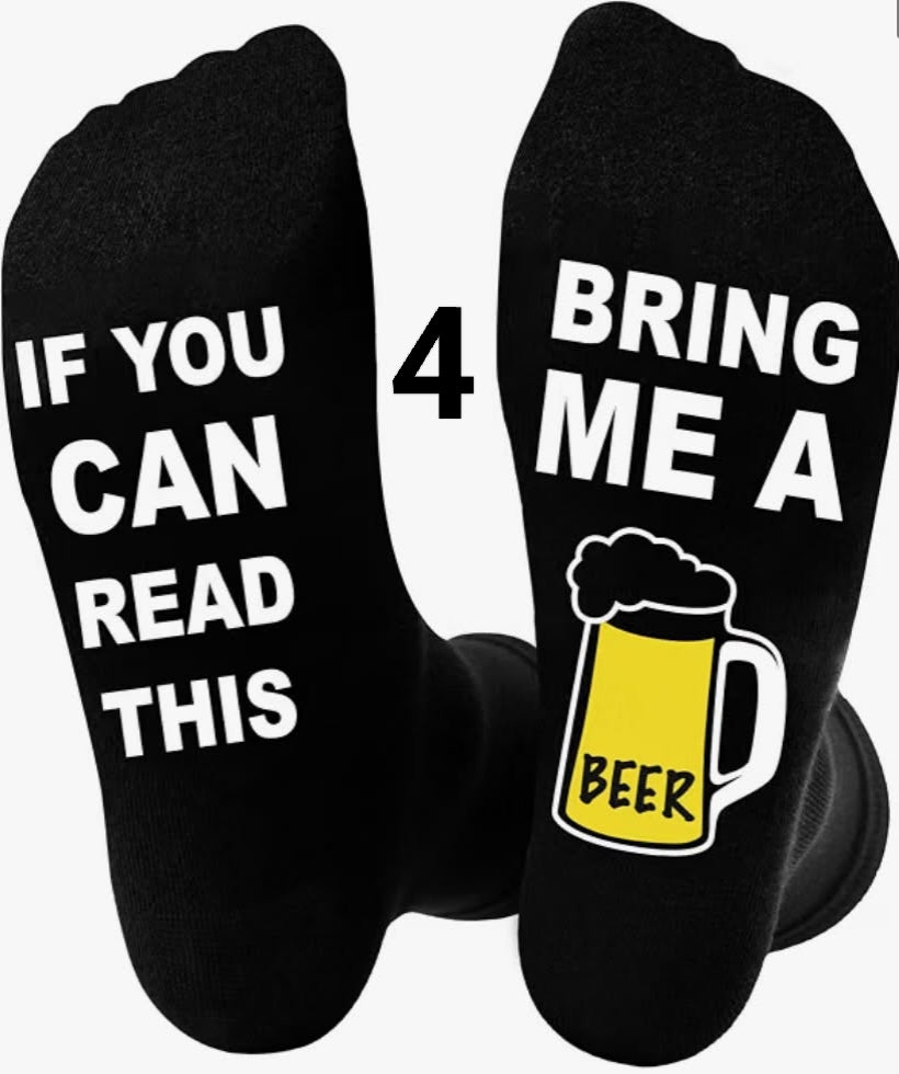 Niorasen Funny Gifts for Men Dad, Black Cotton Calf Funny Socks, Size 6-11
