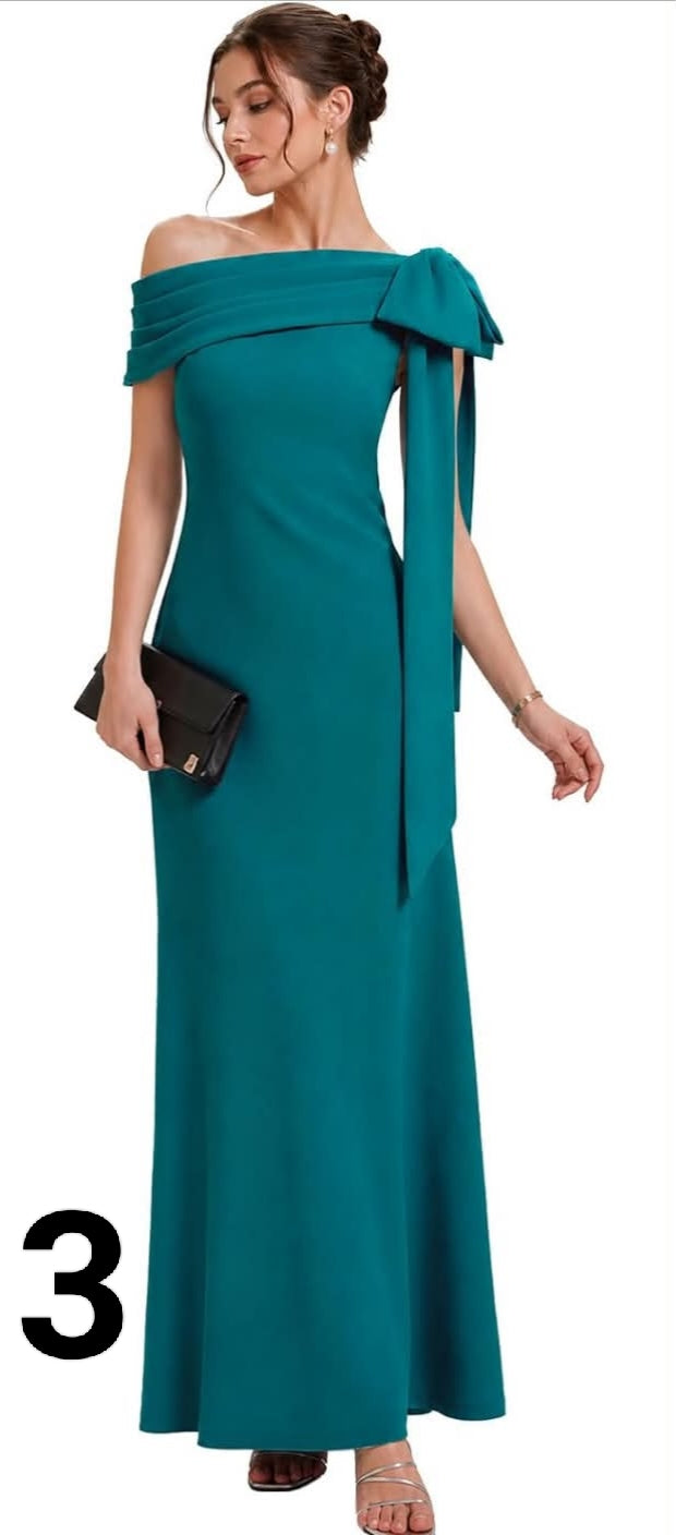 Ever-Pretty Women Evening Dress Floor Length Wedding Guest Dresses Knit Asymmetrical with Empire Waist and Sleeveless