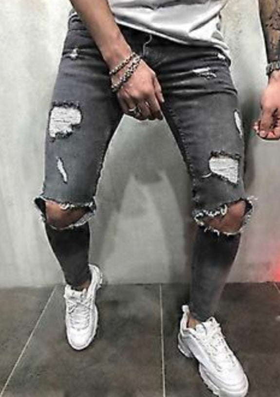 Men's Jeans New Ripped Slim-Fitting