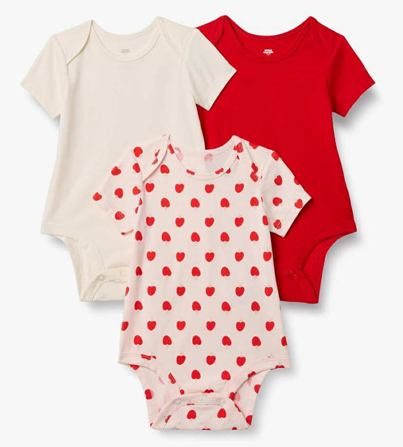 Sofia Grainge Unisex Babies' Short-sleeved Crewneck Bodysuit, Pack of 3