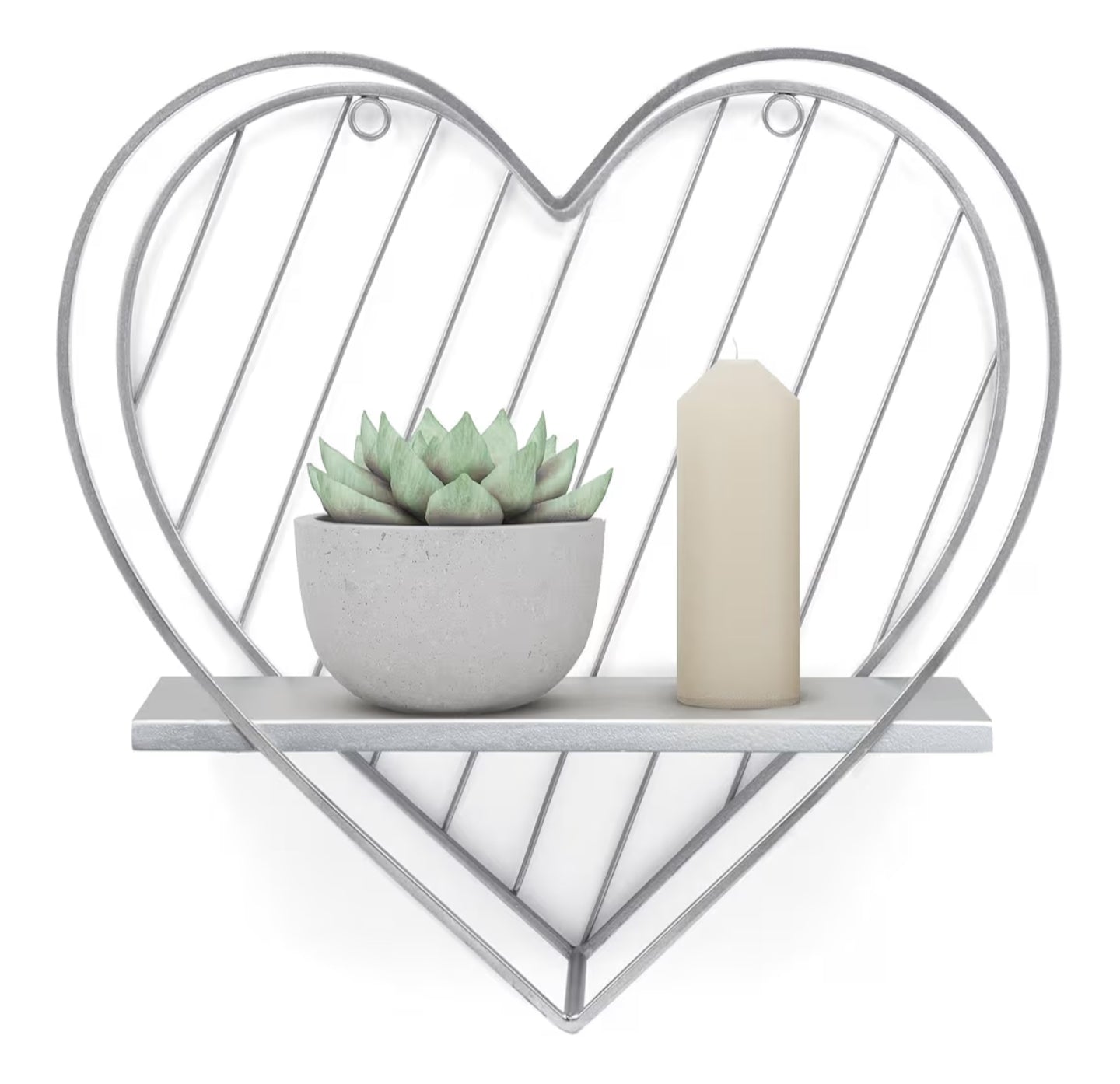 Floating Shelves Grey Metal Wire Wooden Heart Shelf for Wall