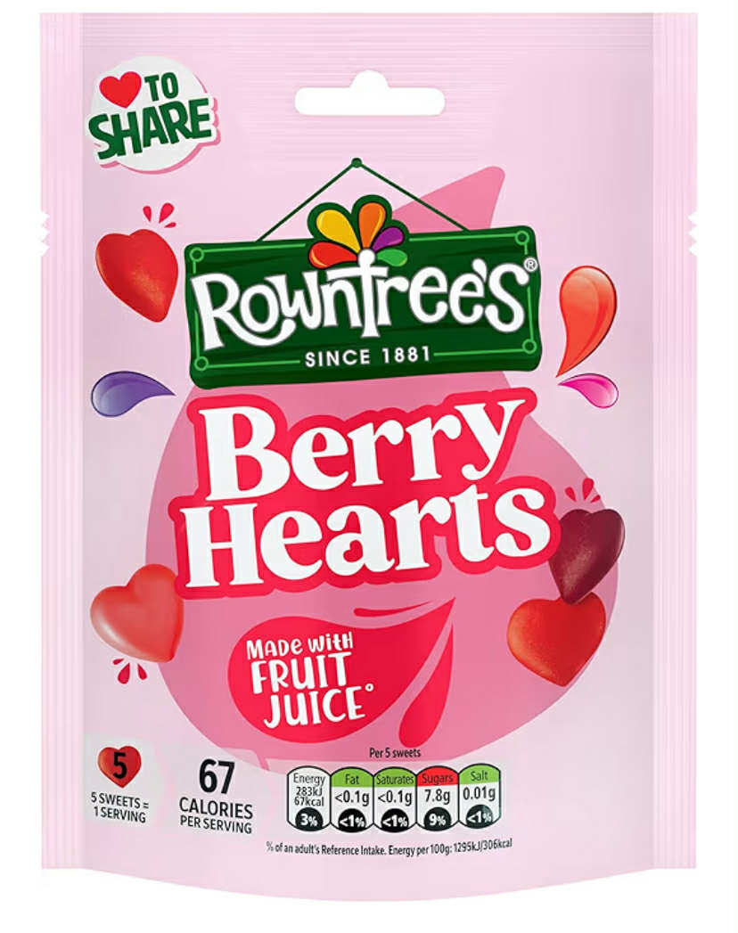 Rowntree’s Berry Hearts, Sweets Sharing Bag 115g

X2