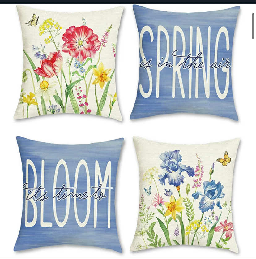 Bonhause Spring Flower Cushion Covers 45 x 45 cm
