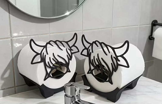 1 Set of Freestanding Highland Cow Toilet Paper Holder,
