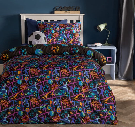 Football Comic Print Duvet Cover Set - Multi