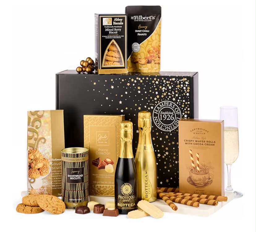 Thornton & France Sparkle Hamper – Luxury Prosecco Gift Set with Bottega Gold & Casa Bottega, Sweet & Savoury Treats