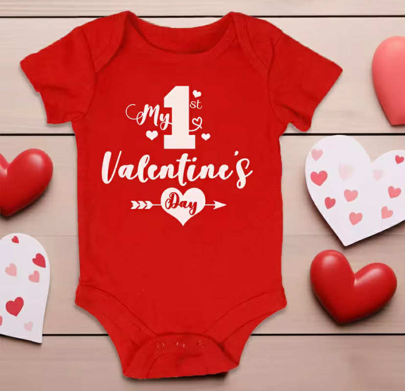 My First Valentine's Day Printed Baby Romper