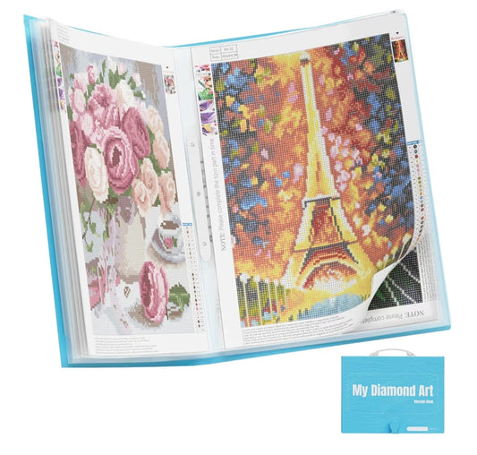A3 Storage Book for Diamond Painting Kits, Diamond Art Portfolio Folder with 30 Pocket Slevees Protectors