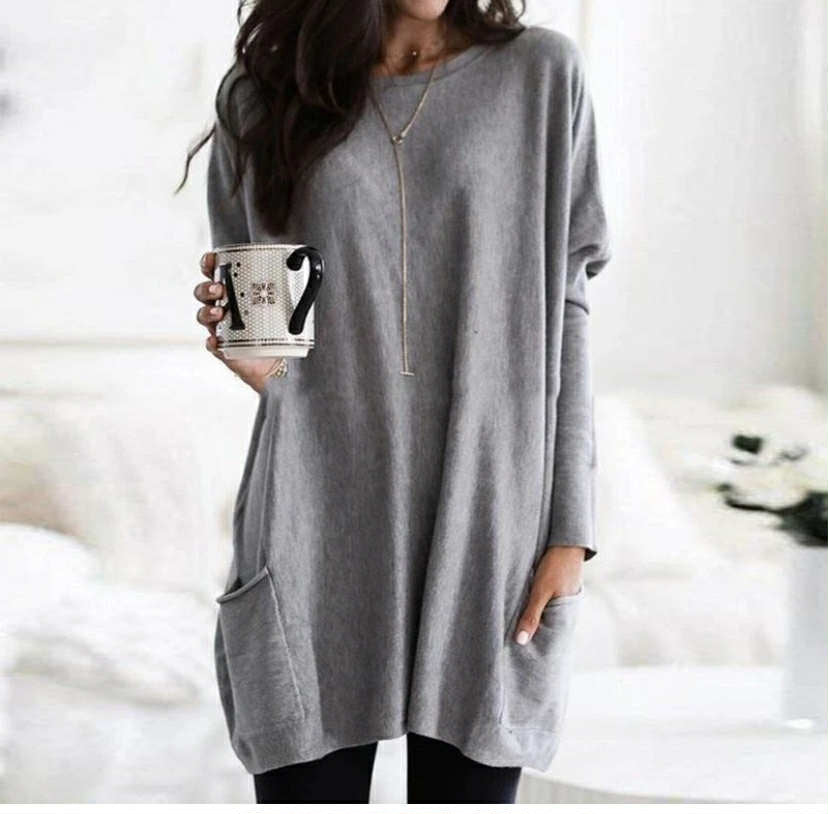 Plus Size Women Baggy Jumper Tops Ladies Tunic Long Sleeve Shirt Dress Pullover