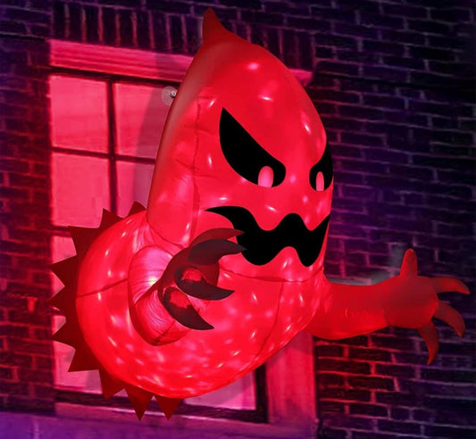 4.5ft Halloween Inflatable Scary Flying Ghost Broke Out From Window Halloween Inflatables Outdoor Decorations With Build-in LED Blow Up Scary