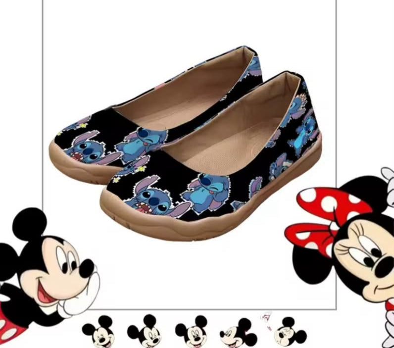 Stitch Print Casual Flats