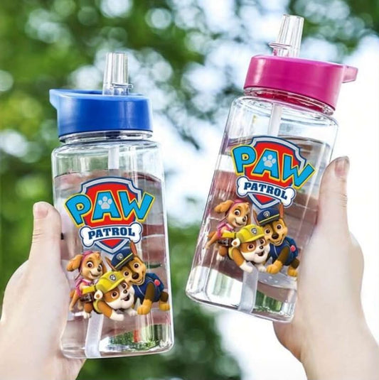 Paw Patrol 1 Pc 500ml/17.5OZ Travel Outdoor Cup With Handle Rope, Straw, And Lid, Cute Pattern, High Aesthetic Value, Leak-Proof, Drop-Resistant,
