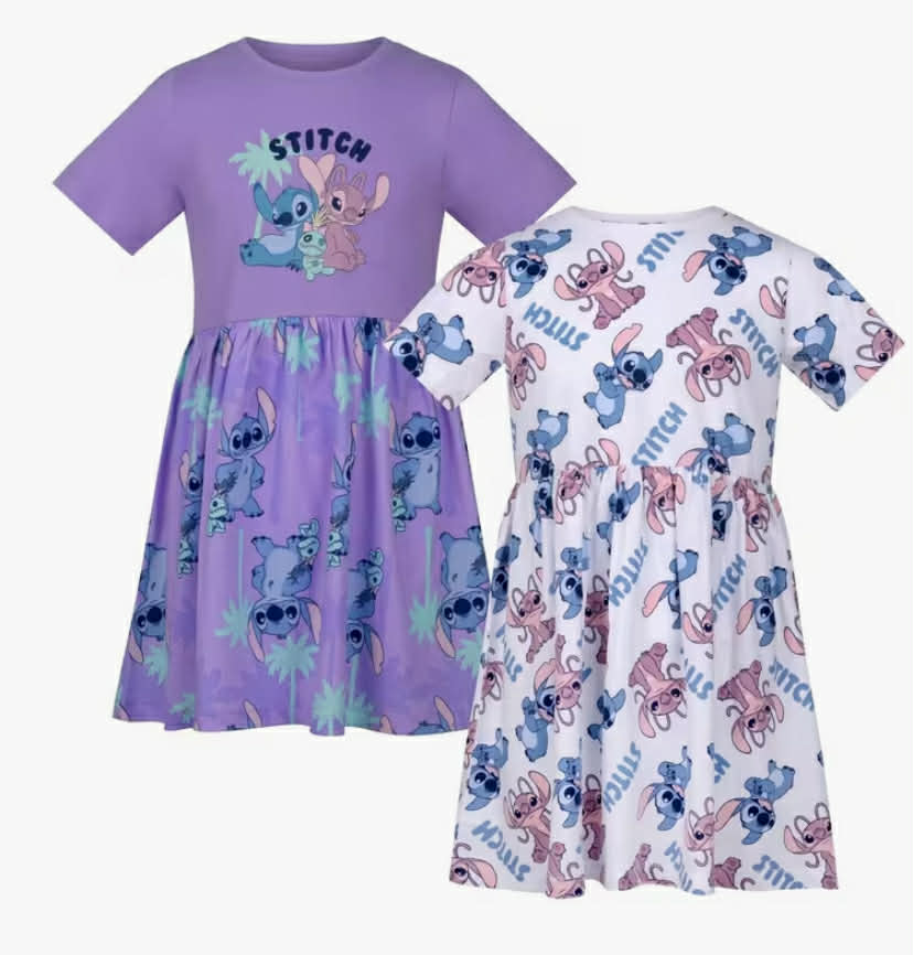 Alien 2 Pack Day Dresses, 100% Cotton, Casual Dress, Purple/White, Multicolor