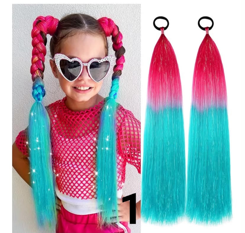 Rainbow Ponytail Extensions With Hair Tie 2 Packs 40g