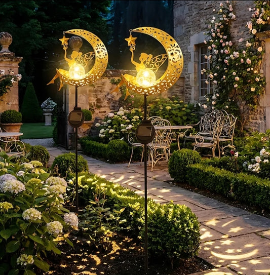 1 Pc Outdoor Decorative Solar Metal Floor Lamp - Moon Spirit Style