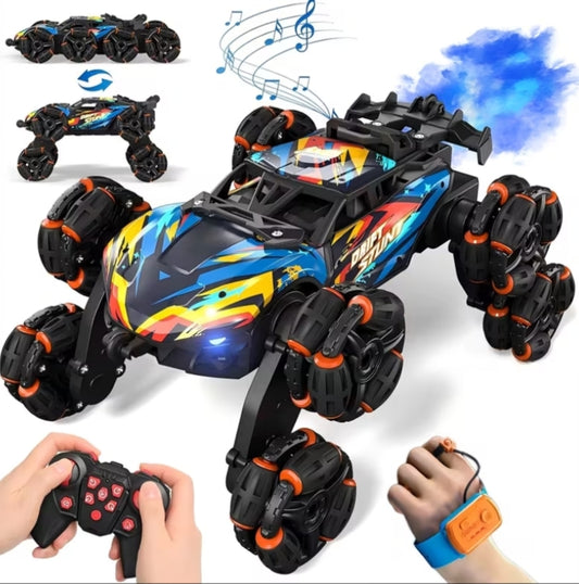 1pc 8-Wheel Elegant Stunt Climbing Car, Portable Remote Control Racing Toy, 2.4GHz High-Speed All Terrain off-Road Electric Toy Car, 500mAh Large Battery Durable, Alloy Body, Cool Remote Control Car With Spray, Sand, Grass, Rock,