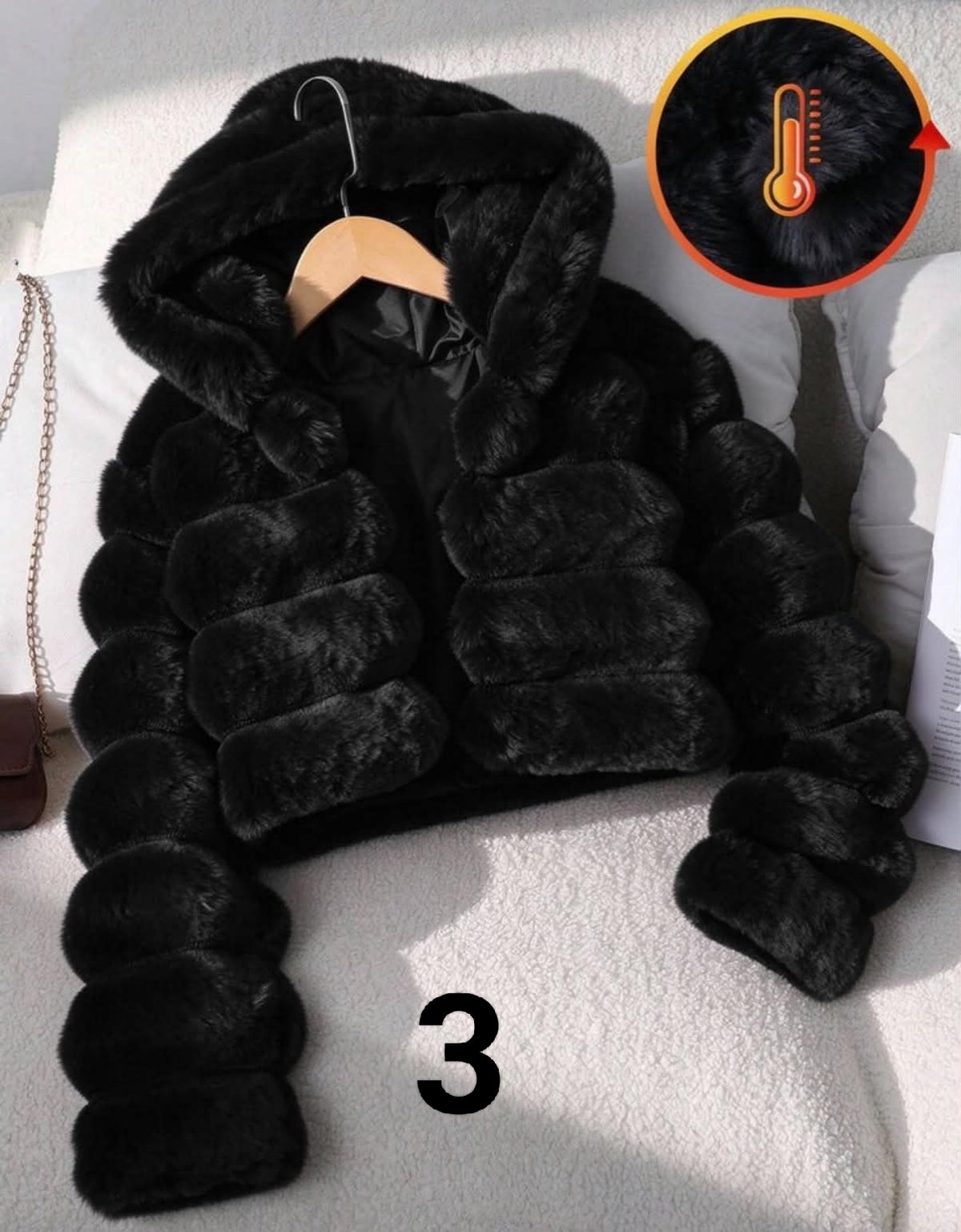 1pc Girls Soft Faux Fur Jacket, Elegant Long Sleeve Short Fitted Hooded Coat, Suitable For Autumn/Winter Girls Outfit Sets