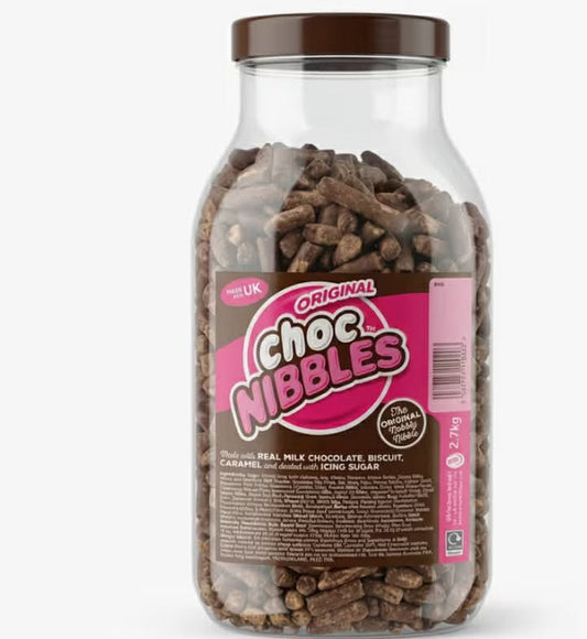 2.7Kg Sweet Dreams Chocolate Nibbles, Large Resealable Catering Jar Filled with Milk Cocoa Biscuit And Caramel Bites,