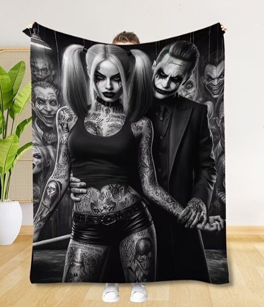 1pc WB Joker-themed Cartoon Print Blanket, Skin-friendly and Lightweight Flannel, Ideal for Daily Use, Suitable for Bedroom, Game Room, Camping
