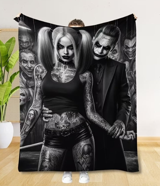 1pc WB Joker-themed Cartoon Print Blanket, Skin-friendly and Lightweight Flannel, Ideal for Daily Use, Suitable for Bedroom, Game Room, Camping