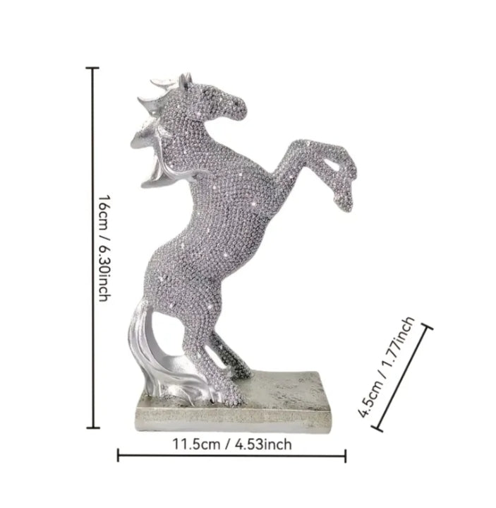 This Elegant And Glossy Resin Statue of a Leaping Horse Serves As a Decorative Piece