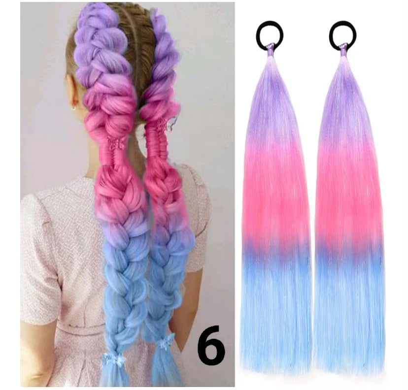 Rainbow Ponytail Extensions With Hair Tie 2 Packs 40g