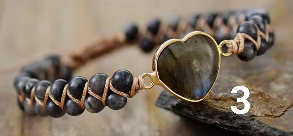 Adjustable Heart-Shaped Chakra Imperial Stone Yoga Meditation Bracelet