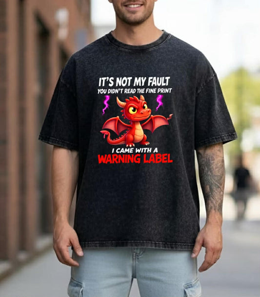 Casual T-Shirt with Dragon And Text Pattern for Casual Attire Summer Style