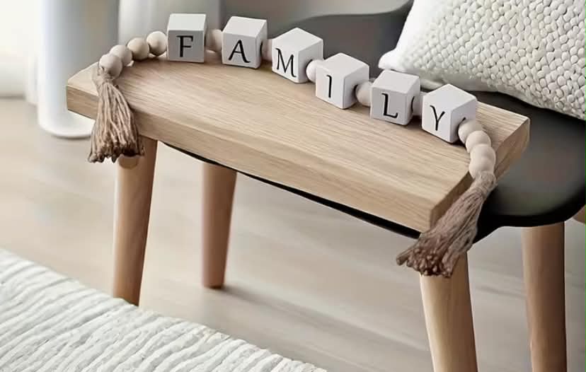 Wooden Letter Garlands, Adorable Transform Your Space, Featuring "HOME" "FAMILY" "LOVE" "BLESSED", Combines Wooden Cubes Beads And Tassels, Cozy Rustic Feel, Perfect for Shelves