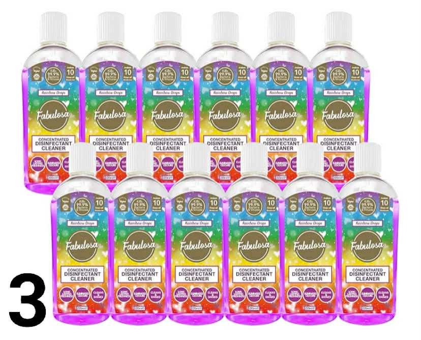 Fabulosa 4 in 1 Concentrated Antibacterial Disinfectant All Purpose Cleaner, 220ml, 12 Pack, Winter Angel