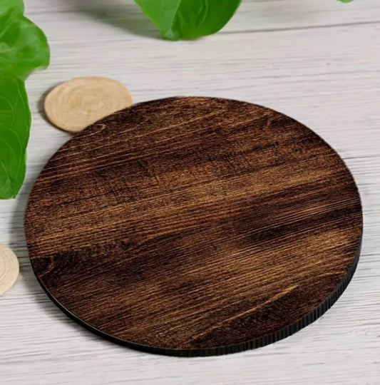 4 pcs Dark Walnut 2D Printed Coasters