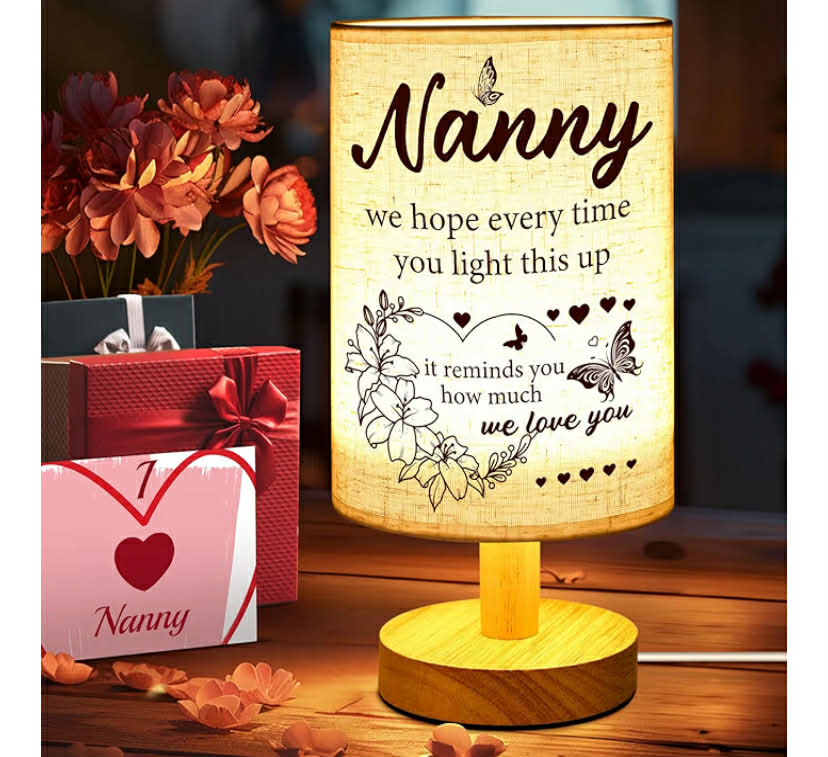 Thank You Gifts for Women Men Friend, Birthday Appreciation Graduation Retirement Gift Present for Her Him, Decorative Table Lamp Bedside Lamp with Fabric Shade